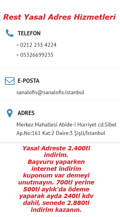 Kolayca Yasal Adres Sahibi Olun. Kampanya Kodunuz:2025